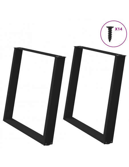 Gambe Tavolo Pranzo a U 2 pz Nero 100x(72-73) cm Acciaio