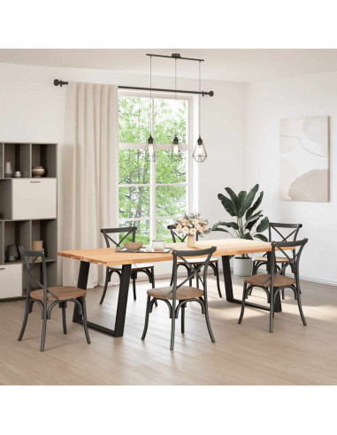 Gambe Tavolo Pranzo a U 2 pz Nero 100x(72-73) cm Acciaio