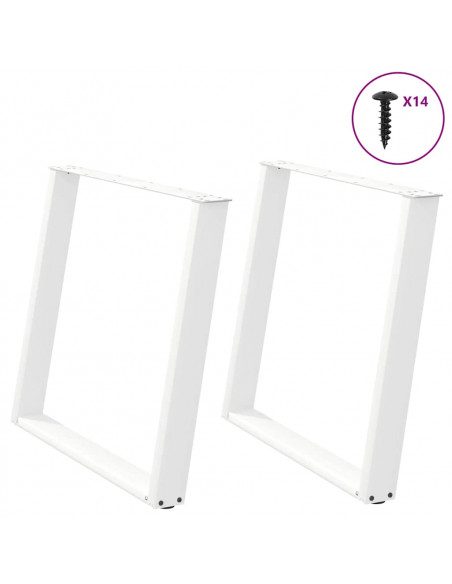 Gambe Tavolo Pranzo a U 2 pz Bianco 90x(72-73)cm Acciaio