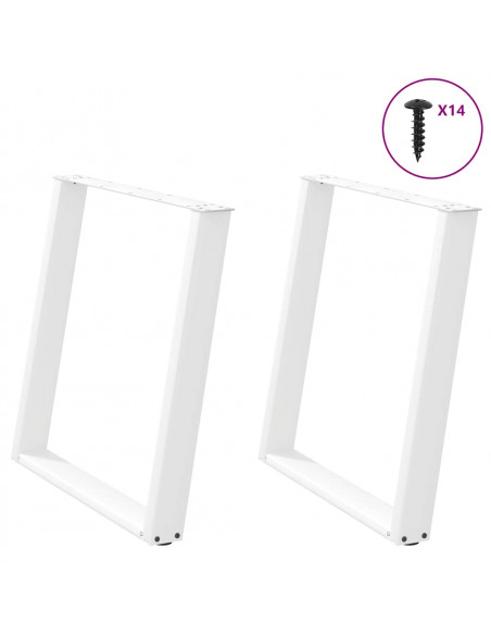 Gambe Tavolo Pranzo a U 2 pz Bianco 80x(72-73) cm Acciaio