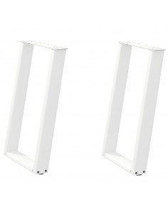 Gambe per tavolo da pranzo a forma di U 2 pz bianche 60x(72-73) cm in acciaio 2