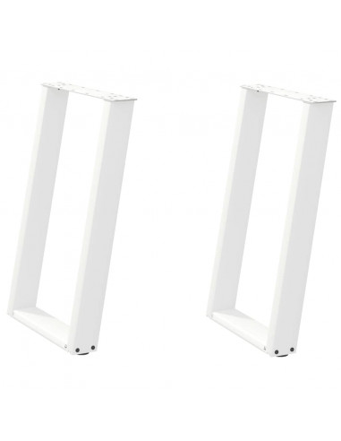 Gambe per tavolo da pranzo a forma di U 2 pz bianche 60x(72-73) cm in acciaio