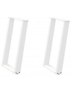 Gambe per tavolo da pranzo a forma di U 2 pz bianche 50x(72-73) cm in acciaio 2