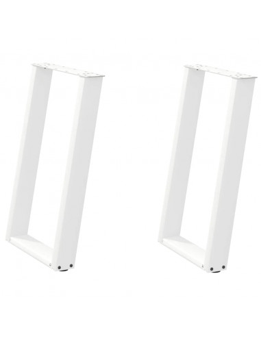 Gambe per tavolo da pranzo a forma di U 2 pz bianche 50x(72-73) cm in acciaio
