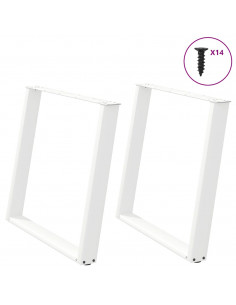Gambe Tavolo Pranzo a U 2 pz Bianco 100x(72-73) cm Acciaio