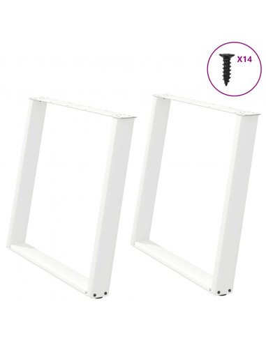 Gambe Tavolo Pranzo a U 2 pz Bianco 100x(72-73) cm Acciaio