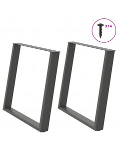 Gambe Tavolo Pranzo a U 2 pz Antracite 90x(72-73) cm Acciaio