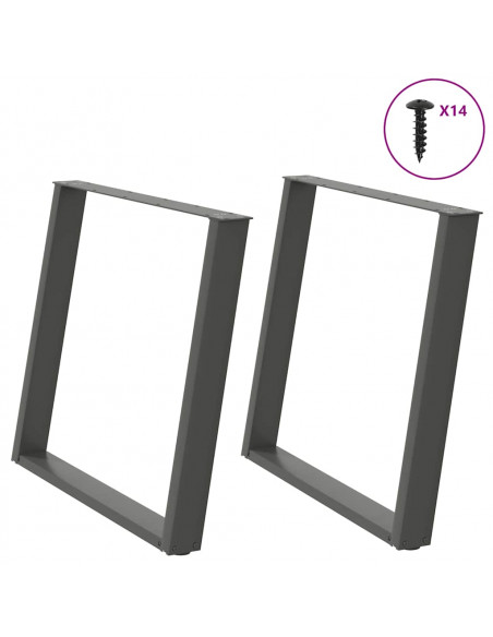 Gambe Tavolo Pranzo a U 2 pz Antracite 90x(72-73) cm Acciaio