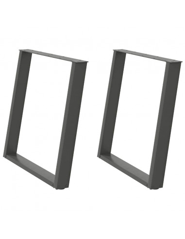 Gambe Tavolo Pranzo a U 2 pz Antracite 80x(72-73) cm Acciaio