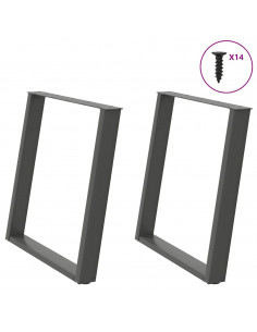 Gambe Tavolo Pranzo a U 2 pz Antracite 70x(72-73) cm Acciaio