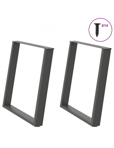 Gambe Tavolo Pranzo a U 2 pz Antracite 70x(72-73) cm Acciaio
