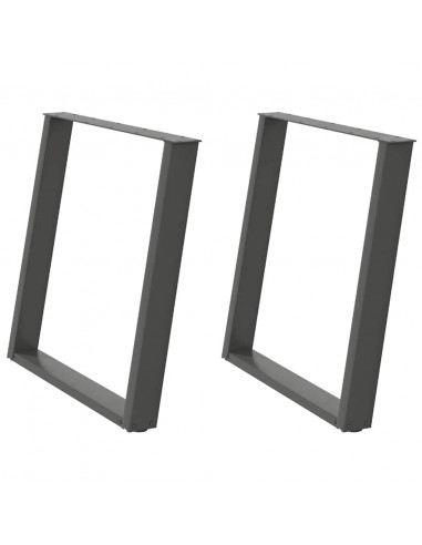 Gambe Tavolo Pranzo a U 2 pz Antracite 70x(72-73) cm Acciaio