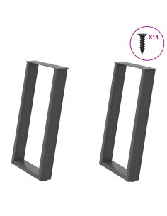 Gambe Tavolo Pranzo a U 2 pz Antracite 60x(72-73) cm Acciaio