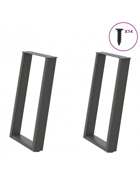 Gambe Tavolo Pranzo a U 2 pz Antracite 60x(72-73) cm Acciaio