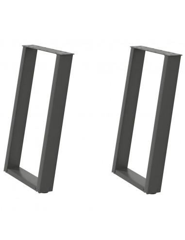 Gambe Tavolo Pranzo a U 2 pz Antracite 60x(72-73) cm Acciaio