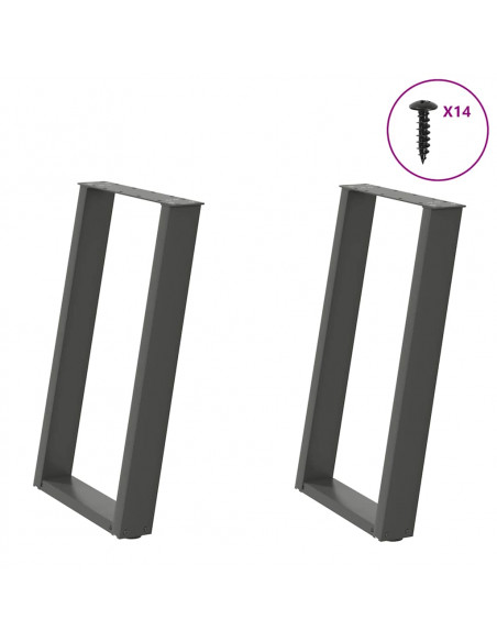 Gambe Tavolo Pranzo a U 2 pz Antracite 50x(72-73) cm Acciaio