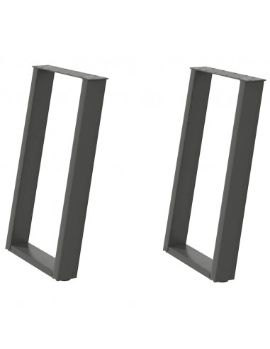 Gambe Tavolo Pranzo a U 2 pz Antracite 50x(72-73) cm Acciaio