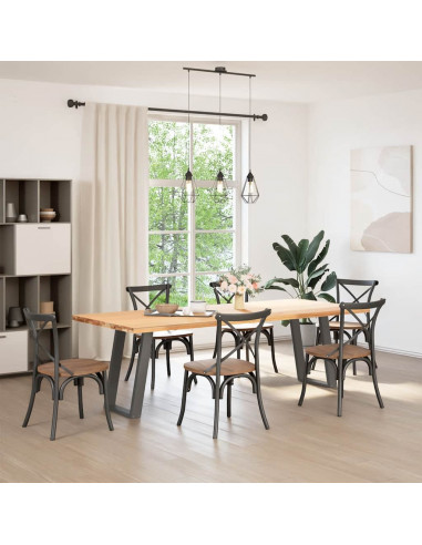 Gambe Tavolo Pranzo a U 2 pz Antracite 50x(72-73) cm Acciaio