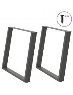 Gambe Tavolo Pranzo a U 2 pz Antracite 100x(72-73)cm in Acciaio