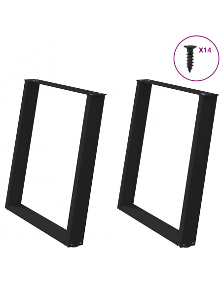 Gambe Tavolo Pranzo a Forma U 2 pz Nero 70x(72-73) cm Acciaio