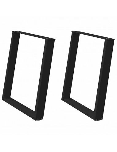 Gambe Tavolo Pranzo a Forma U 2 pz Nero 70x(72-73) cm Acciaio