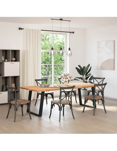 Gambe Tavolo Pranzo a Forma U 2 pz Nero 70x(72-73) cm Acciaio