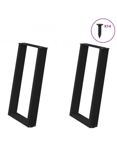 Gambe Tavolo Pranzo a Forma U 2 pz Nero 60x(72-73) cm Acciaio