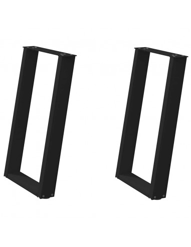 Gambe Tavolo Pranzo a Forma U 2 pz Nero 60x(72-73) cm Acciaio