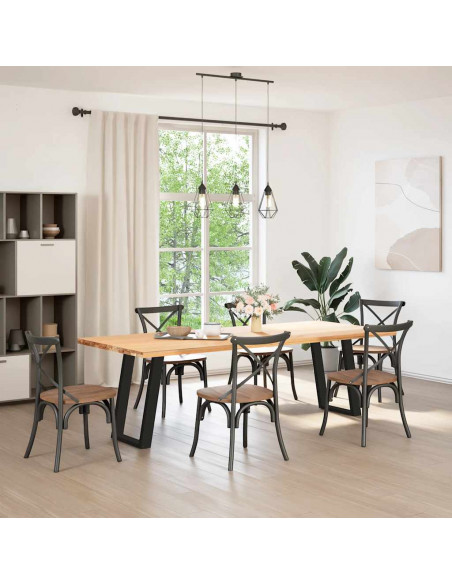 Gambe Tavolo Pranzo a Forma U 2 pz Nero 60x(72-73) cm Acciaio