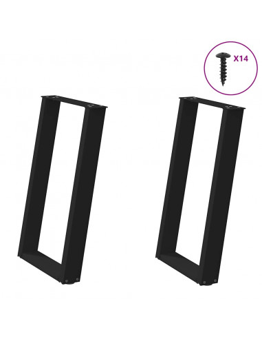Gambe Tavolo Pranzo a Forma U 2 pz Nero 50x(72-73) cm Acciaio