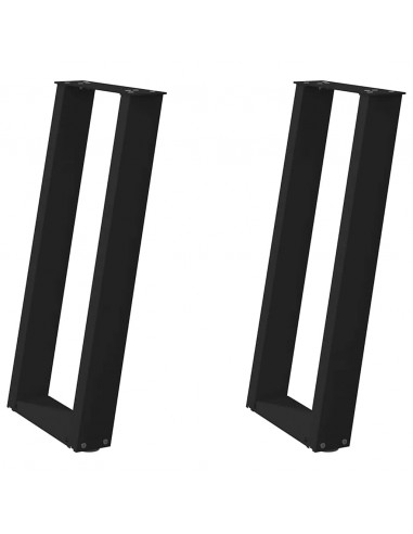 Gambe Tavolo Consolle a U 2 pz Nero 38x(72-73) cm Acciaio