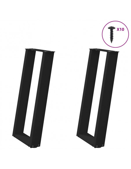 Gambe Tavolo Consolle a U 2 pz Nero 28x(72-73) cm Acciaio