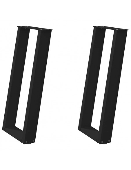 Gambe Tavolo Consolle a U 2 pz Nero 28x(72-73) cm Acciaio