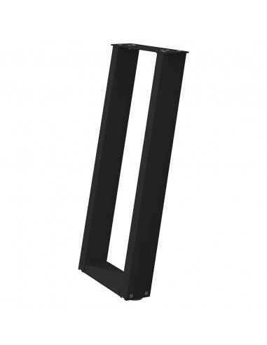 Gambe Tavolo Consolle a U 2 pz Nero 28x(72-73) cm Acciaio