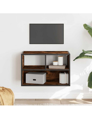 Mobile TV Rovere Fumo 60x31x39,5 cm Legno Multistrato e Metallo