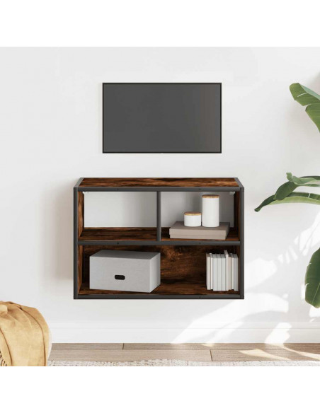 Mobile TV Rovere Fumo 60x31x39,5 cm Legno Multistrato e Metallo
