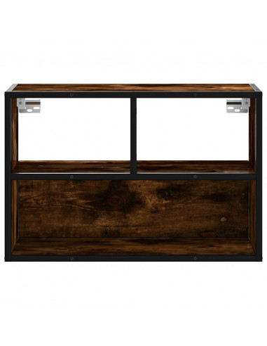 Mobile TV Rovere Fumo 60x31x39,5 cm Legno Multistrato e Metallo