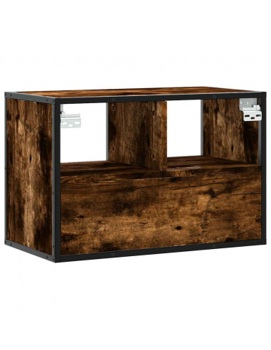 Mobile TV Rovere Fumo 60x31x39,5 cm Legno Multistrato e Metallo