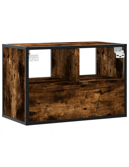 Mobile TV Rovere Fumo 60x31x39,5 cm Legno Multistrato e Metallo