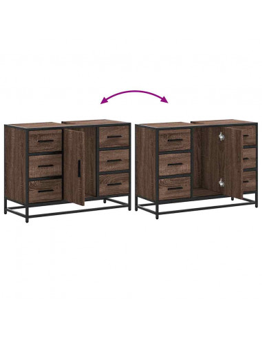 Mobile Lavabo Bagno Rovere Marrone 60x30x60cm Legno Multistrato