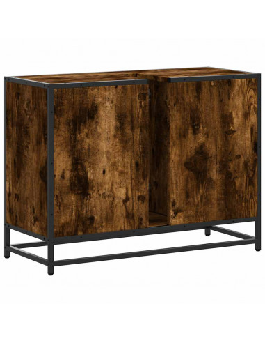 Mobile Lavabo Bagno Rovere Fumo 60x30x60 cm Legno Multistrato