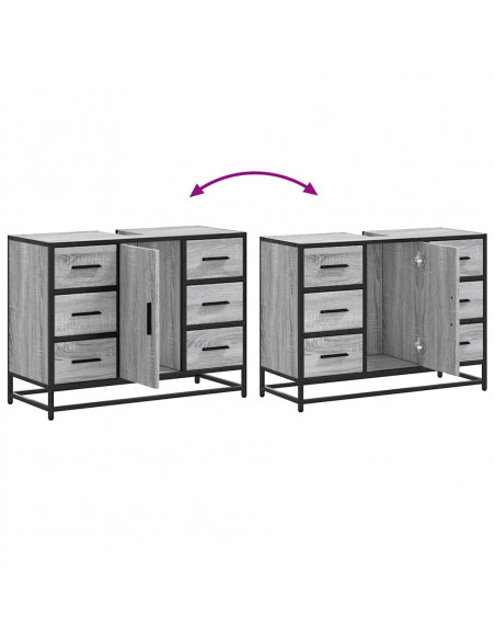 Mobile Lavabo Bagno Grigio Sonoma 60x30x60 cm Legno Multistrato