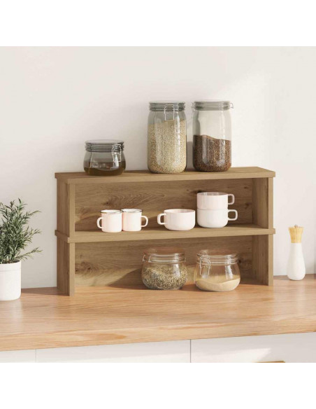 Scaffali da Cucina Impilabili 2pz Rovere Artigianale 60x15x16cm