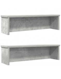 Scaffali da Cucina Impilabili 2 pz Grigio Cemento 60x15x16 cm