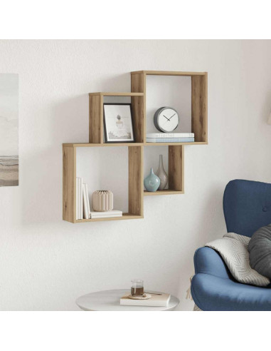 Scaffale a Parete Rovere Artigianale 80x15x78,5 cm Truciolato