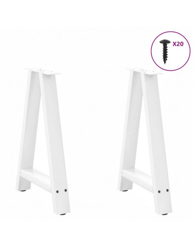 Gambe Tavolino da Caffè a A 2 pz Bianco 60x(72-73) cm Acciaio