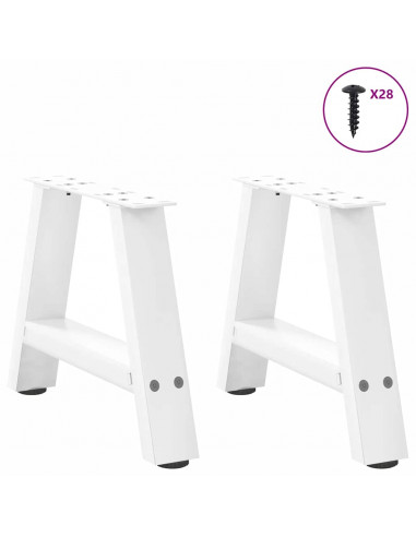 Gambe Tavolino da Caffè a A 2 pz Bianco 50x(30-31)cm in Acciaio