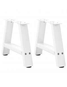 Gambe Tavolino da Caffè a A 2 pz Bianco 30x(30-31)cm in Acciaio