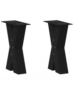 Gambe Tavolino Caffè a X 2 pz Nero 38x(42-43)cm Acciaio