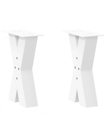 Gambe Tavolino Caffè a X 2 pz Bianco 28x(42-43) cm Acciaio